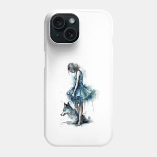 Woman with wolf Phone Case