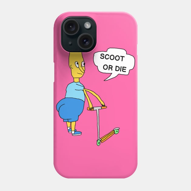 SCOOT OR DIE Yellow Cartoon Character Parody Phone Case by blueversion