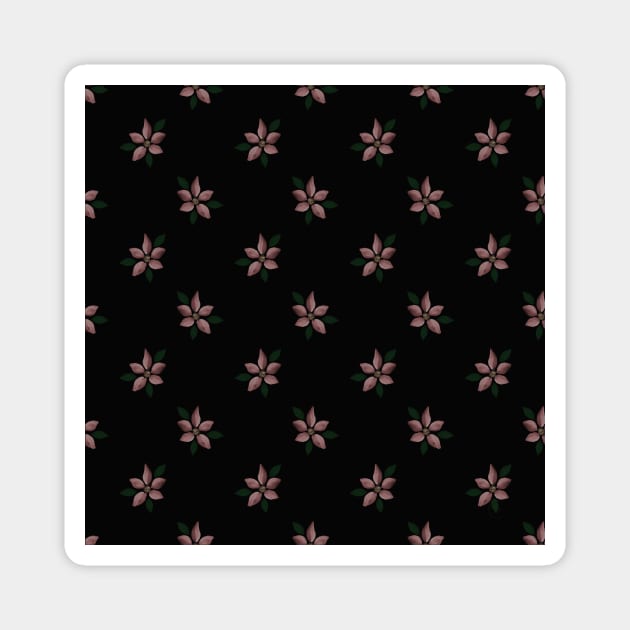 Elegant Pink Winter Flower Black Pattern Magnet by NdesignTrend