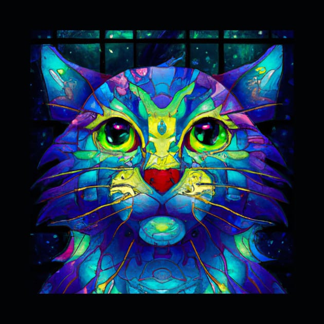 Tiffany Glass Cat Mosaic by Star Scrunch