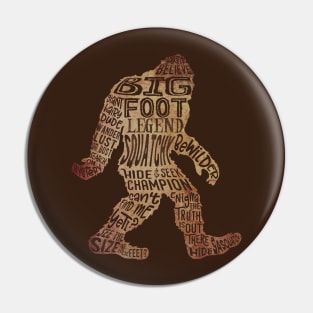 Funny Bigfoot, Sasquatch Word Cloud Pin