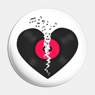 Broken Heart LP Vinyl Record Flying Notes Pin