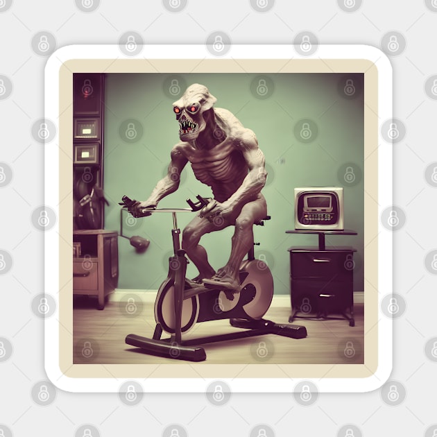 Indoor cycling monster Magnet by Dead Galaxy