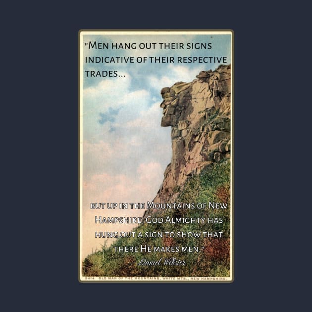Old Man of the Mountain Postcard with quote by Daniel Webster by MagpieMoonUSA