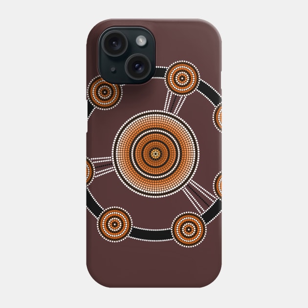 An illustration based on aboriginal style of dot painting depicting demarcation solution Phone Case by Dedoma