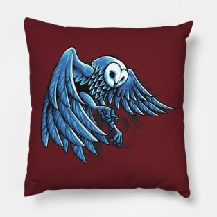 blue owl body illustration Pillow