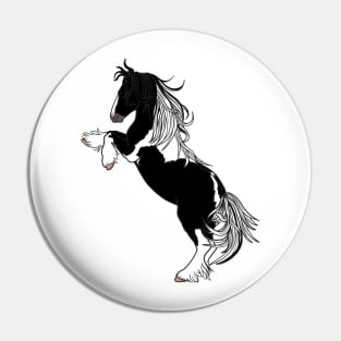 Black Tobiano Rearing Gypsy Vanner Pin