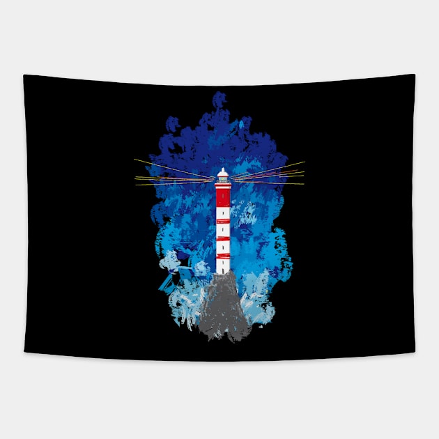 lighthouse & ocean Tapestry by Nikokosmos