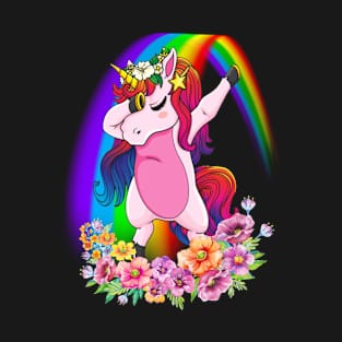 Dabbing Unicorn T Shirt Rainbow Pattern Shirt for Boys Girls T-Shirt