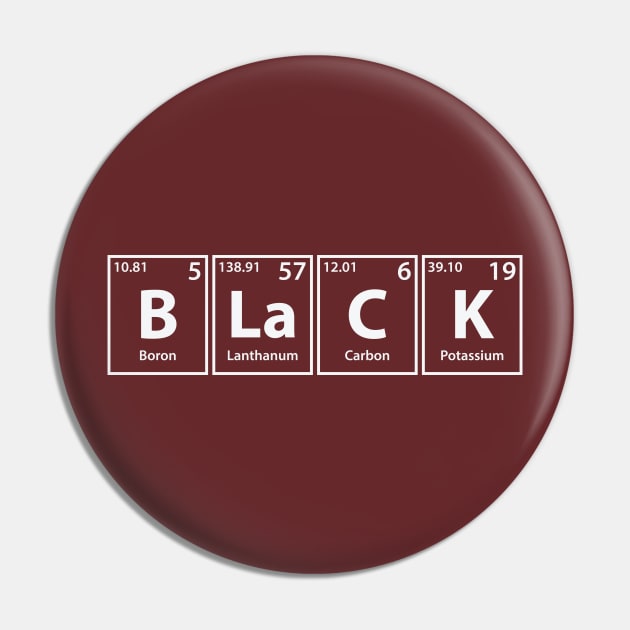 Black (B-La-C-K) Periodic Elements Spelling Pin by cerebrands