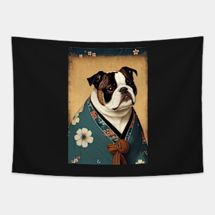 White dog with green robe - Japanese style Tapestry