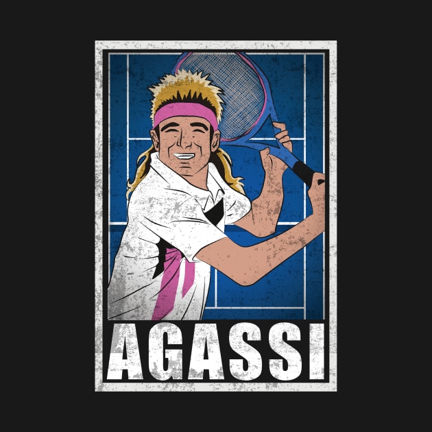 Agassi Tennis Player Hero Vintage Grunge by TEEWEB