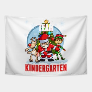 Team KINDERGARTEN Santa Elf Reindeer Flossing Kids Christmas Tapestry