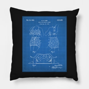 Two Piece Bathing Suit Patent - Fashion Designer Beach House Art - Blueprint Pillow