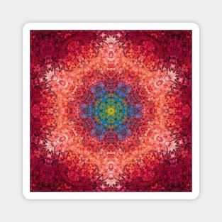 Digital Mandala Orange Blue and Red Magnet