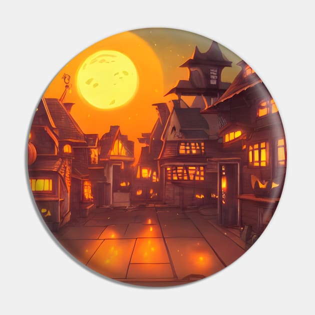 Spooky Halloween Moon Neigborhood in the Midnight Pin by DaysuCollege