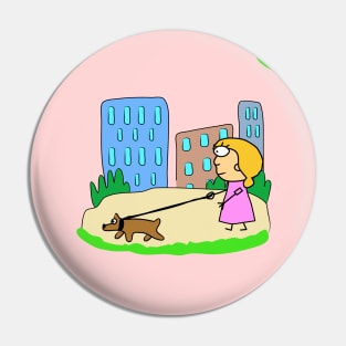 Background design pattern, girl, dog, walk, rest, fresh air Pin