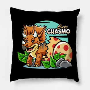Cute Chasmosaurus Dino Cartoon Pillow