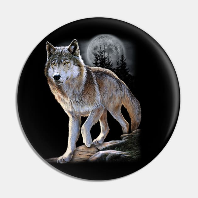 Hunting Alpha Wolf Pin by KA Creative Design