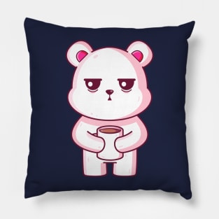 Cute polar bear drinking coffee Pillow