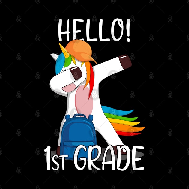 Hello 1st Grade First Day Of first Grade Girls Kids Unicorn by auviba-design