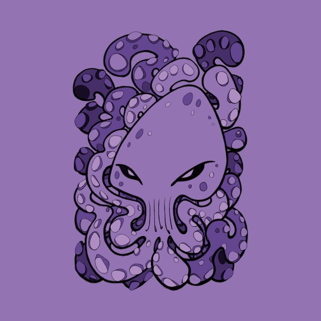 Octopus Squid Kraken Cthulhu Sea Creature - Ultra Violet Purple by BigNoseArt