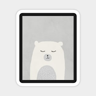 White bear, Abstract, Mid century modern kids wall art, Nursery room Magnet