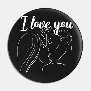 I Love You & kiss you, darling - Valentine Gifts - Dark Background - Not Hamlet Design Pin