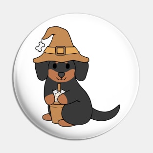 Black Pumpkin Spice Dachshund Pin