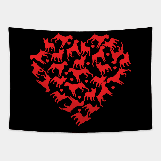 Funny Love Heart American Bulldog Valentine's Day Tapestry by S-Log