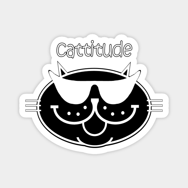 Cattitude 2 - Black Cat Magnet by RawSunArt