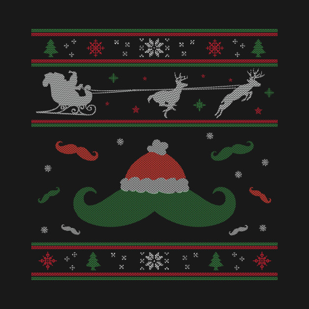 Disover Ugly Christmas Sweater Mustache - Christmas - T-Shirt