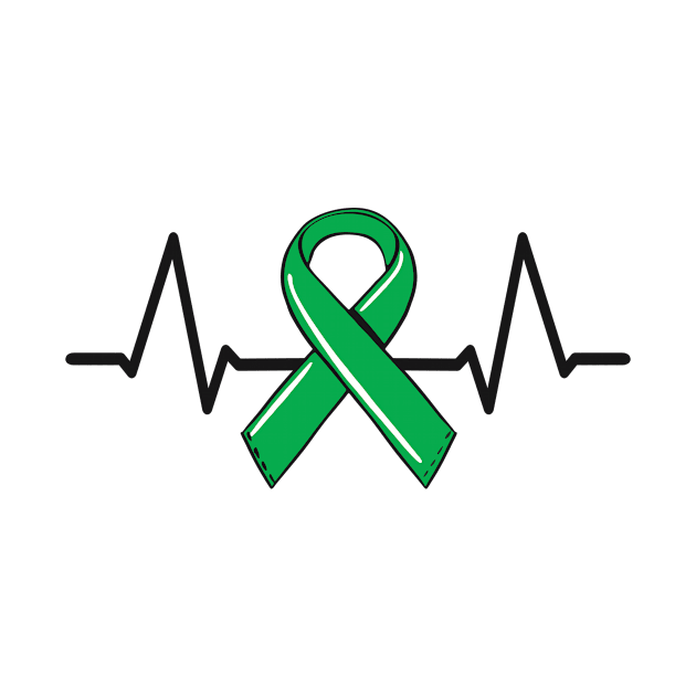 Kidney Donor Heartbeat Tee Organ Green Ribbon Awareness by 14thFloorApparel