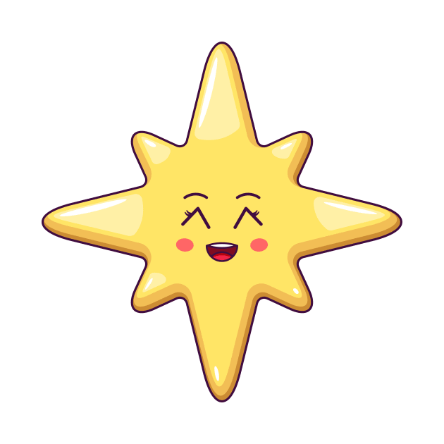 Cartoon Kawaii Christmas Star with Grinning Face by DmitryMayer