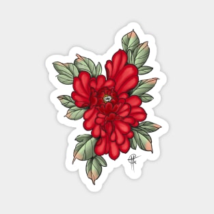 Red Peony Magnet