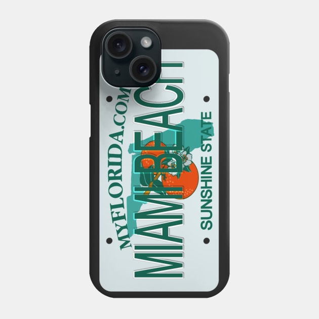 Miami Beach Florida License Plate Phone Case by Mel's Designs