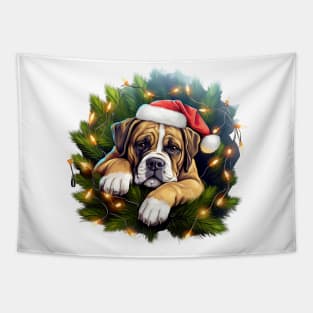 Lazy Boxer Dog at Christmas Tapestry