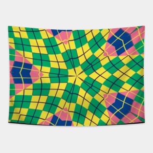 Colorful Kaleidoscope Checkered Design Tapestry