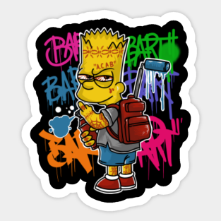 Hood Black Bart Simpson With Dreads Bart Simpson Stickers Teepublic bart simpson stickers teepublic