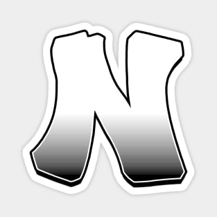 Letter N - White / Grey fade Magnet