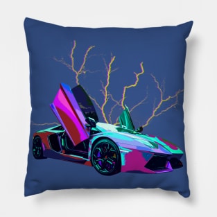 Lambo Aventador Storm Saint Blue Pillow