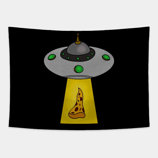 Funny Pizza Lover, UFO Beaming Tapestry by dukito