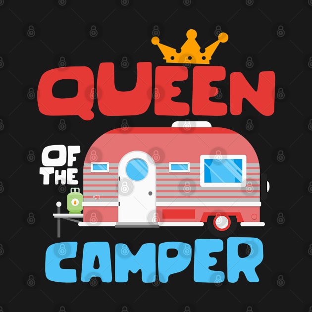 Womens Camping Gift Print Queen Of The Camper Print by Linco