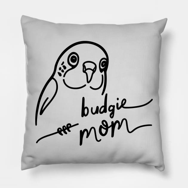 Budgie Mom Line Art Pillow by ravensart