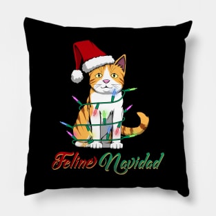 Feline Navidad Christmas Cat Cute Kitten Pillow