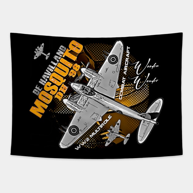 De Havilland Mosquito DH98 Vintage Multirole Combat Aircraft Tapestry by aeroloversclothing