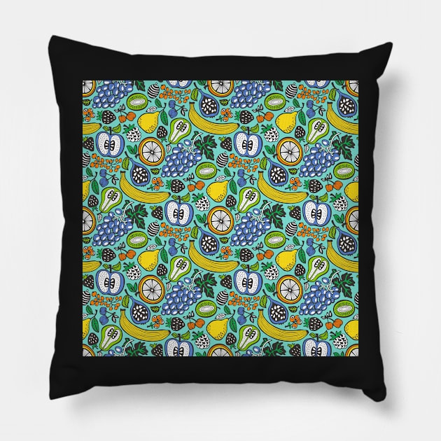 Fruit Cocktail Mint Background Pillow by CajaDesign