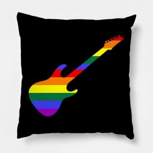 Rainbow Electric Guitar LGBTQ  Pride Colors Pillow
