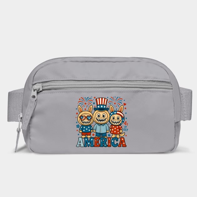 4th of July Funny Labubu Monster Doll America USA Flag Fourth of July 2025 by Tshirtiz