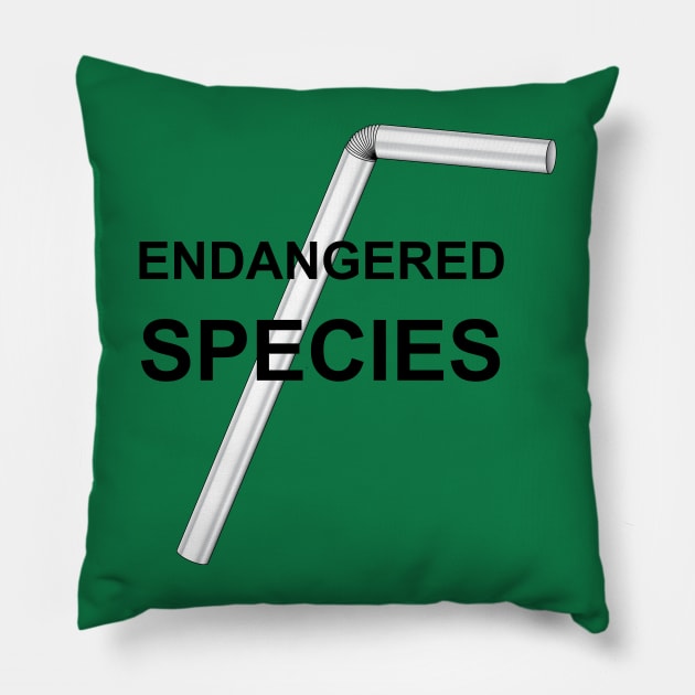 Straw Endangered Species No Straws Pillow by KevinWillms1